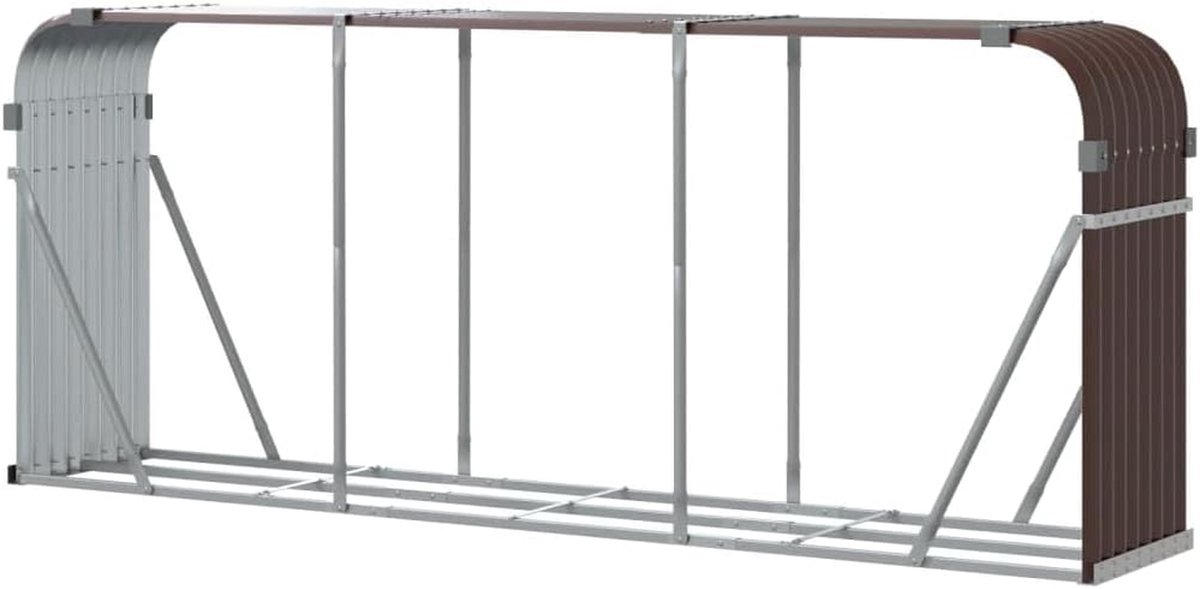 Haardhout Opslag - Houtblokhouder Brandhoutrek - Open Haard Benodigdheden - Gegalvaniseerd Staal - 234x45x100 cm - Bruin