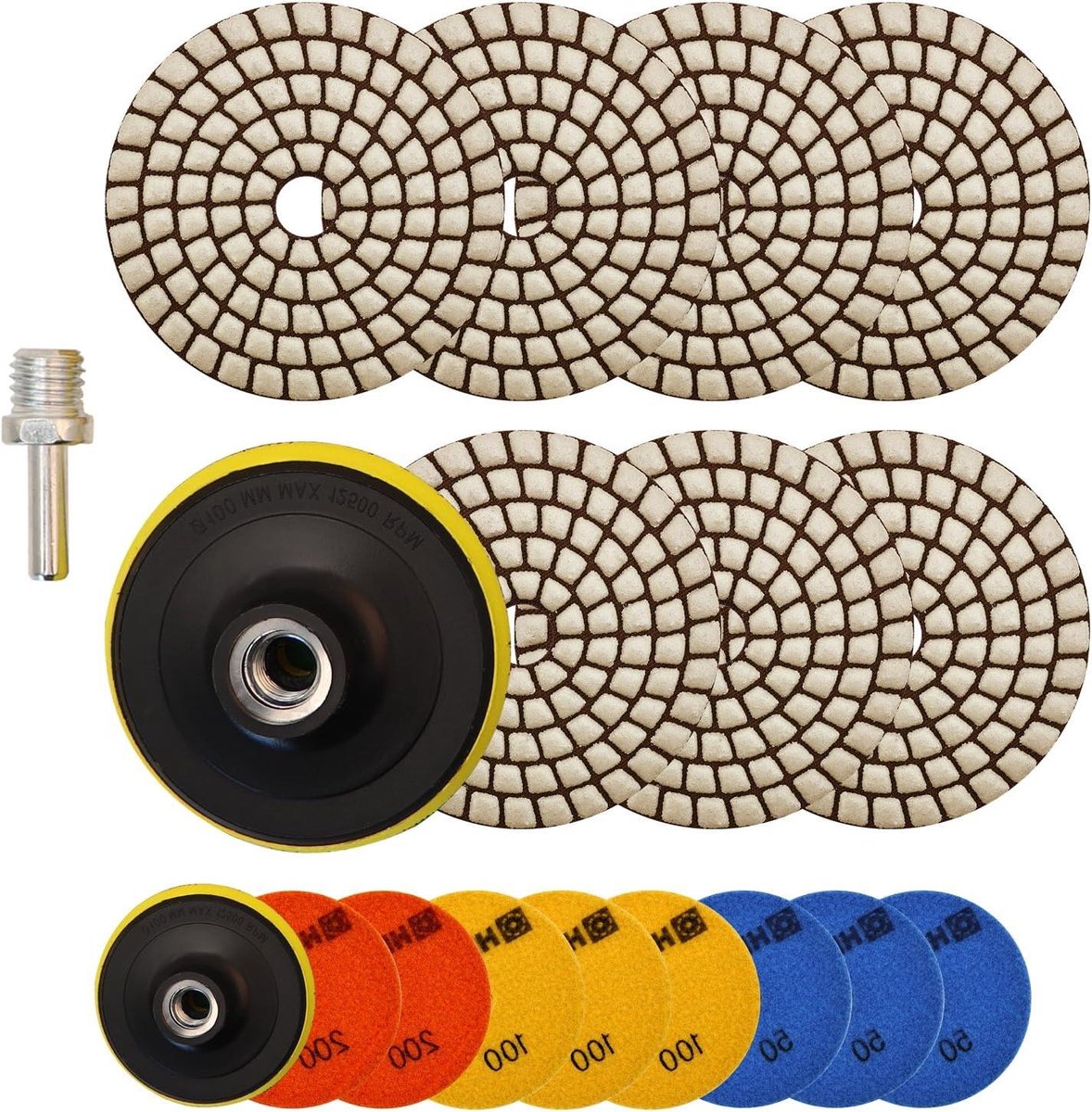 Diamant Polijstpads - Schuurpads Marmer - Droog Polijsten Steen - Flexibele Harsbinding - 100mm Diameter - Niet gespecificeerd