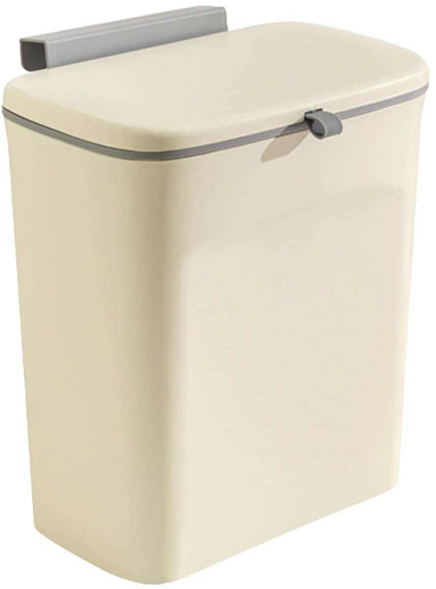 Afvalemmer, compostemmer voor keuken, kleine compostemmer voor de keuken, afvalemmer op te hangen, voor keuken, auto, badkamer, kantoor, slaapkamer (beige)