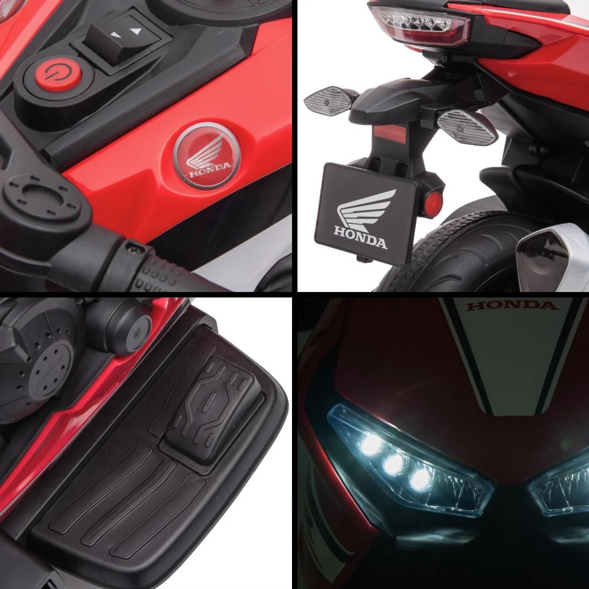 Honda CBR 1000RR Full Option Elektrische Kindermotor 2 tot 5 jaar – Officieel Gelicentieerde Motor met LED-Koplamp & Claxon – Li-ion Kindermotor met Verwijderbare Zijwieltjes & Realistische Geluiden – Rood — afbeelding 9