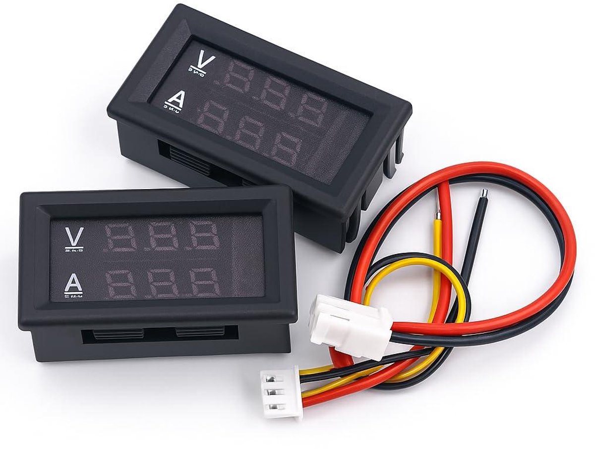 Digitale Voltmeter Ampèremeter - Stroomtester Dubbel Display - Elektrische Metingen - Rood Blauw Led - 0-100V 1-100A - Zwart