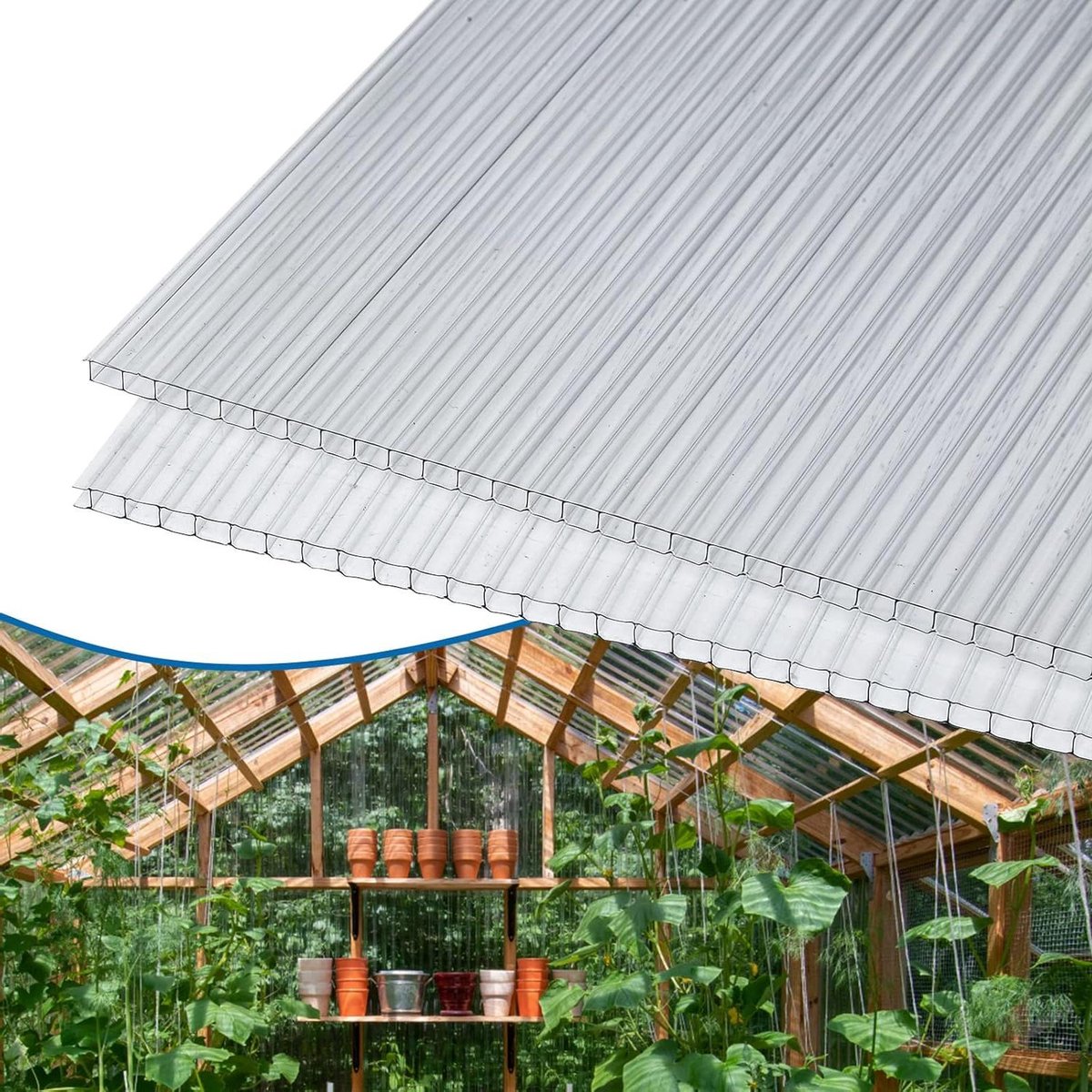 Holle Kamerplaten Polycarbonaat - Dubbelwandige Platen Kweekkas - Broeikas Reparatie - Slagvast en UV-gecoat - 14 stuks 1025 m² - Transparant