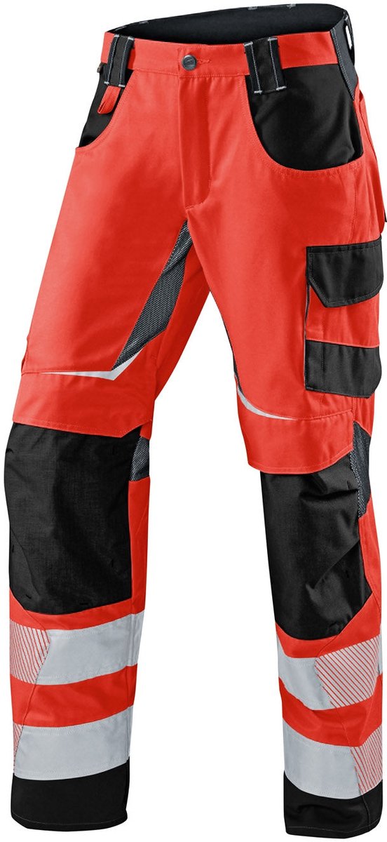 KUBLER PSA REFLECTIQ 24078335 Hi Vis Reflecterend Werkbroek HEREN Veiligheidsbroek Signaalrood Zwart - Met Kniezak