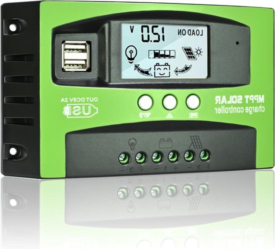 Zonne Laadregelaar - Solar Controller MPPT - Energie Beheer - Hoge Tracking Efficiëntie - 30A - Grijs