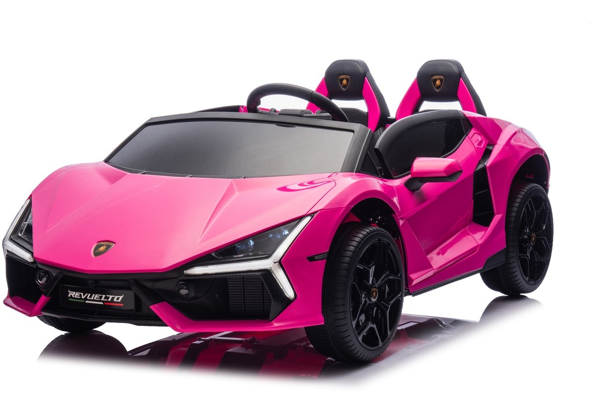 Lamborghini Revuelto - 2 Persoons - Elektrische Kinderauto - 24V - met Afstandsbediening - Roze