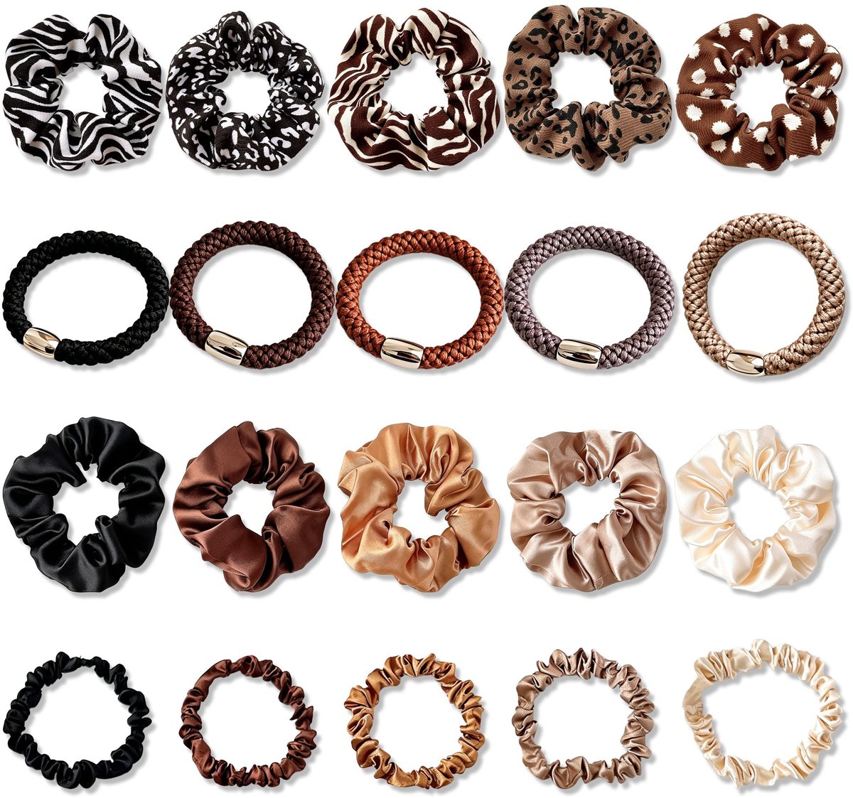 Haarelastiekjes voor Dames, Scrunchies Haarelastiekjes met Satijnlook en Luipaardpatroon, Elastische Haarbanden met Zijden Scrunchies Look voor Dagelijkse Kapsels bij Sport