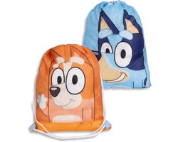 Bluey Bingo Tas - Gymtas Zwemtas - School Sport - Omkeerbaar Ontwerp - 39 x 32 cm - Blauw Oranje