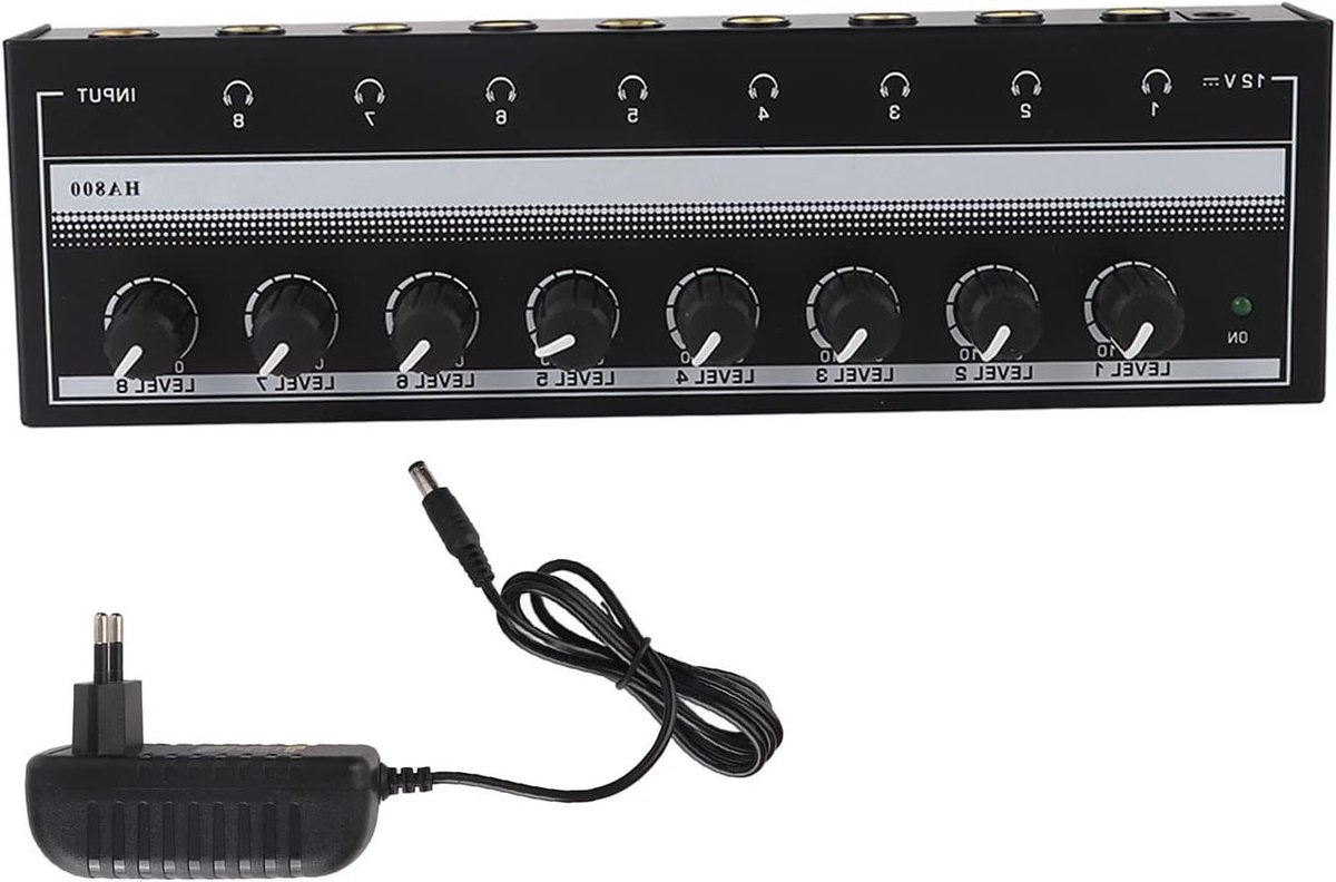Hoofdtelefoon Versterker - Mini Audio Splitter - Muziek Luisteren - 8 Kanaals Onafhankelijk - Compact Metaal - Zilver