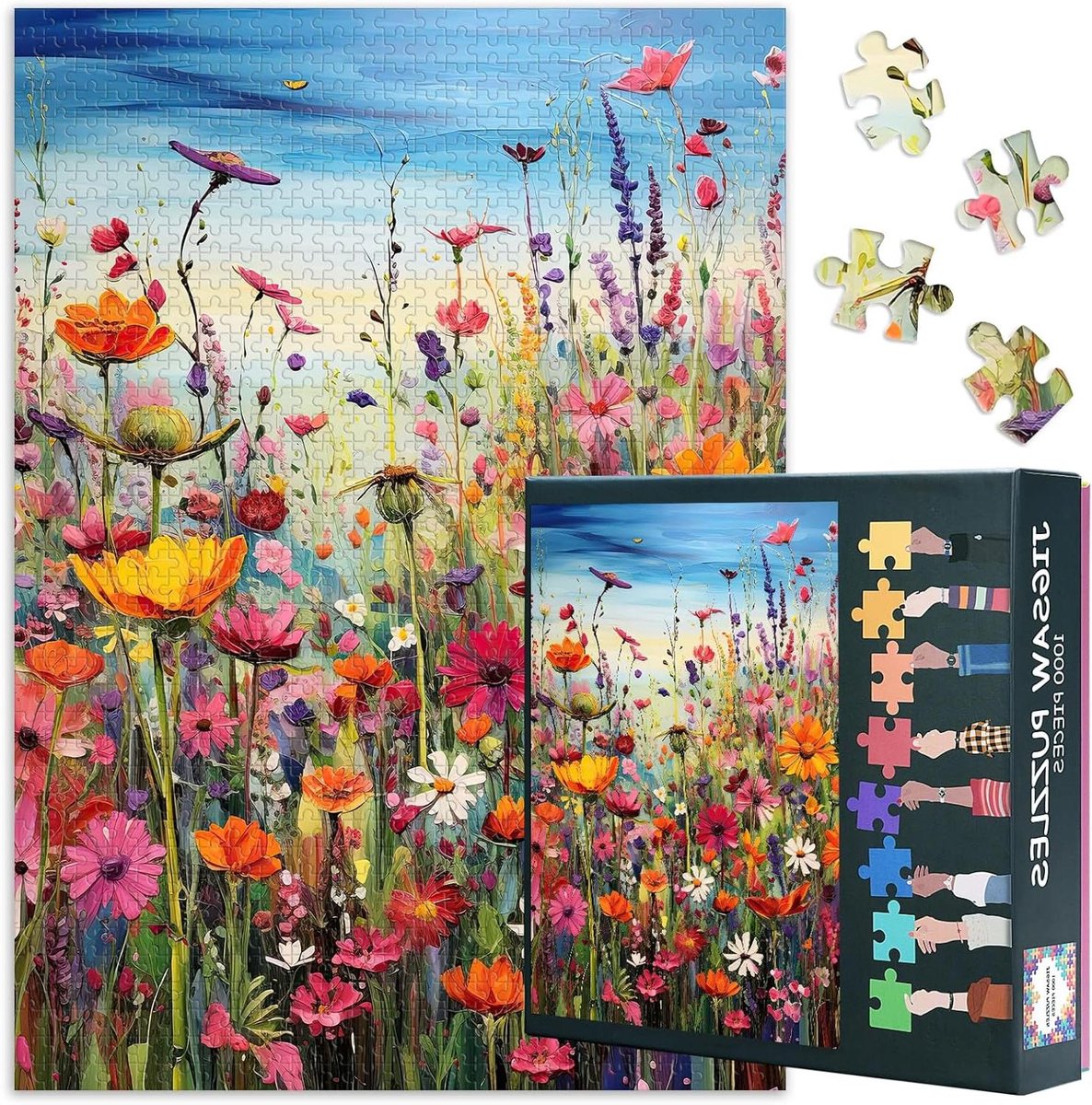 Bloemenpuzzel 1000 stukjes - Legpuzzel Volwassenen - Ontspannende Hobby - Gedetailleerd Kleurrijk Kunstwerk - 70 x 50 cm - Multicolor