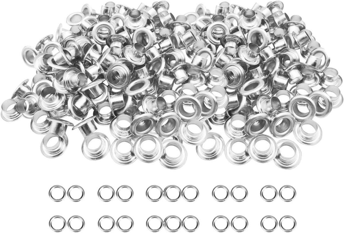 Messing Oogjes - Ringetjes Sluitingen - Kleding Repareren - Roestvrij Corrosiebestendig - 4mm Binnendiameter - Zilver