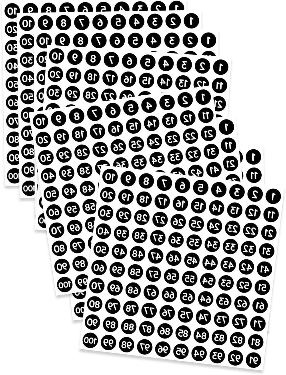 Nummer Stickers - Adhesieve Cijfers - Objecten Markeren - Waterdicht Vinyl - 30 Vel - Zwart Wit