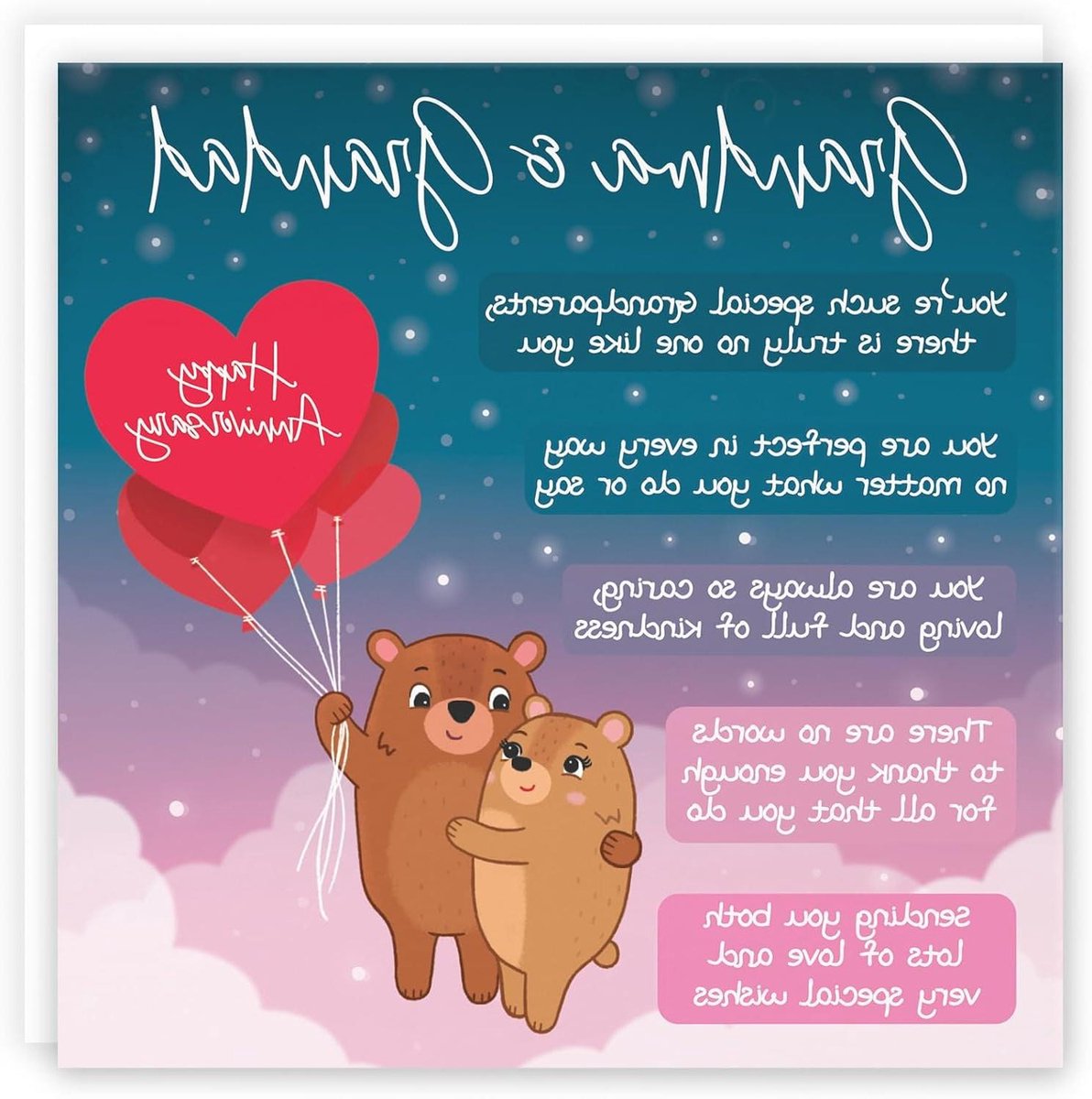 Verjaardagskaart - Grootouders kaart - Grote dag vieren - Gedicht binnenin - 148 x 148 mm - Multicolor