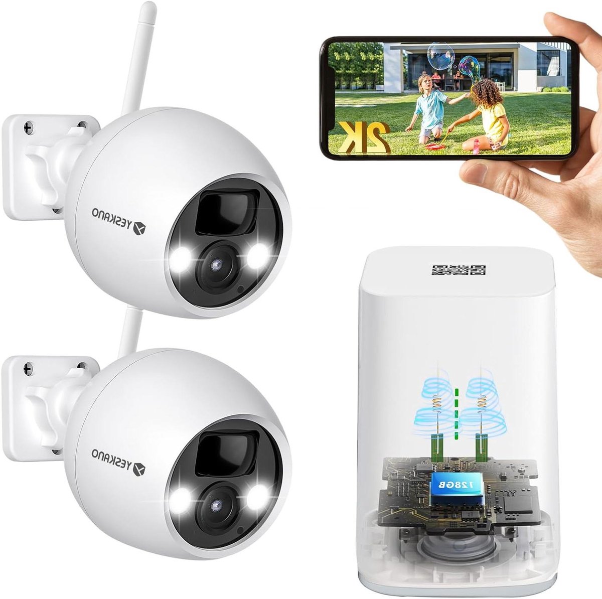 Bewakingscamera Buiten - Accu Wifi Camera - Huis Beveiligen - 4MP Ultra Helder - IP66 Waterdicht - Zwart