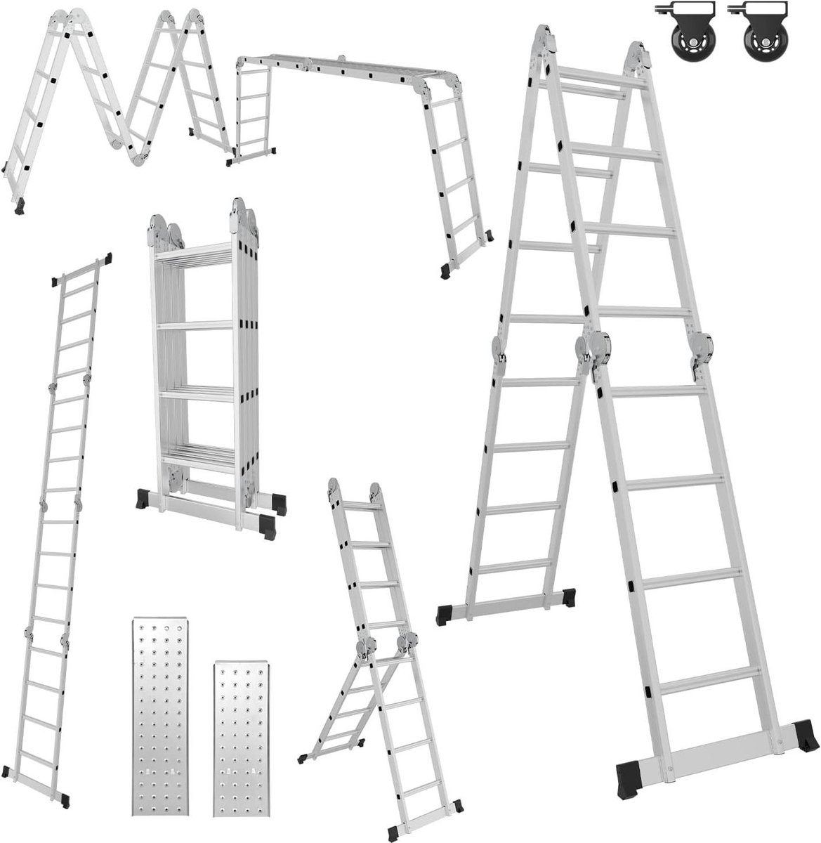 Multifunctionele Ladder - Klapladder Werkplatform - Veilig Klussen - 7-in-1 Configuratie - 470 cm - Aluminium