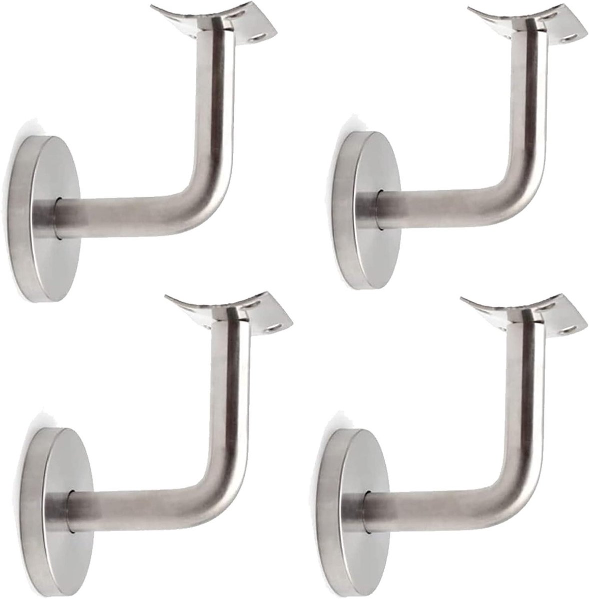 Leuninghouder Set - Trapleuning Bevestiging - Stabiliteit Verhogen - Roestvrij Staal 304 - 4 Stuks - Zilver