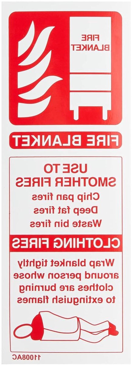 Branddeken Sticker - Veiligheidsbord - Brandpreventie Melding - Zelfklevend Vinyl - 75 x 200 mm - Meerkleurig