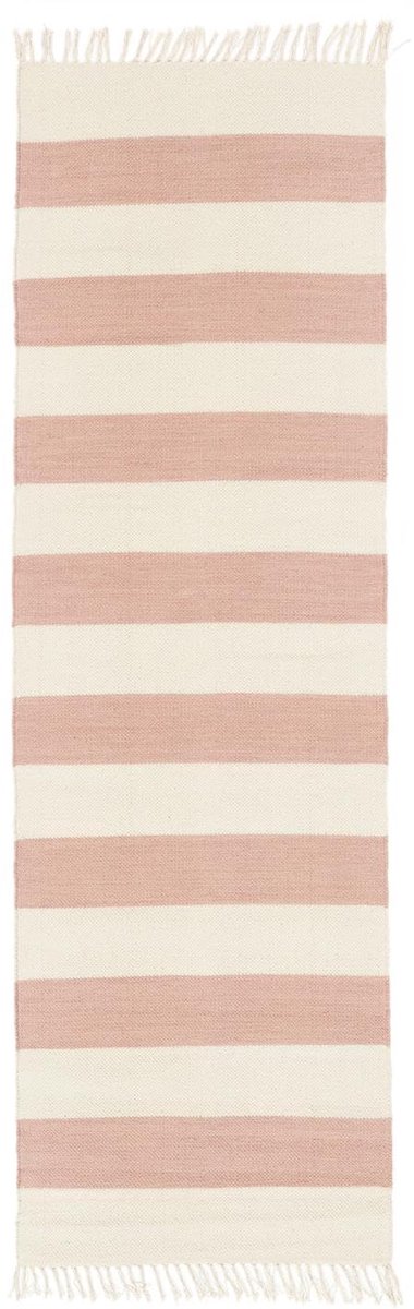 Vloerkleed, Kelim, 80 x 250 cm, Rechthoekig, Laagpolig, Woonkamer, Slaapkamer, Keuken, Hal, Alleen chemisch reinigen, Care & Fair gecertificeerd, Roze