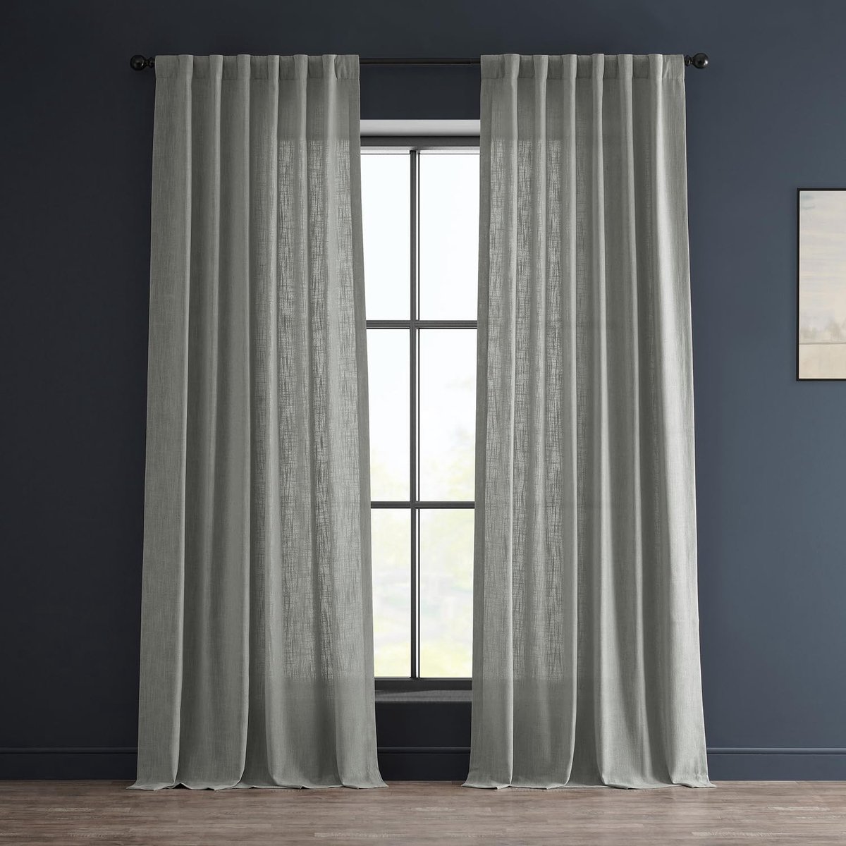 Half Price Drapes Premium zware faux linnen woonkamer (1 paneel), 50 W x 96 l lichtfiltering 96 inch lange raamgordijnen voor slaapkamer, asgrijs, 127 cm B x 96 cm L (Pack van 1)