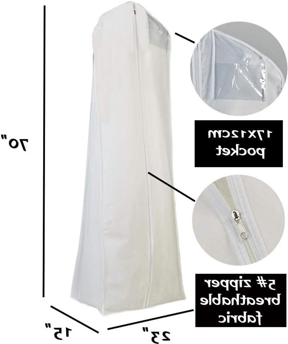 Bruidsjurk Hoezen - Kledingbeschermers Jurk - Kleding Opbergen - Ademend Waterafstotend - 180 cm Lang - Wit