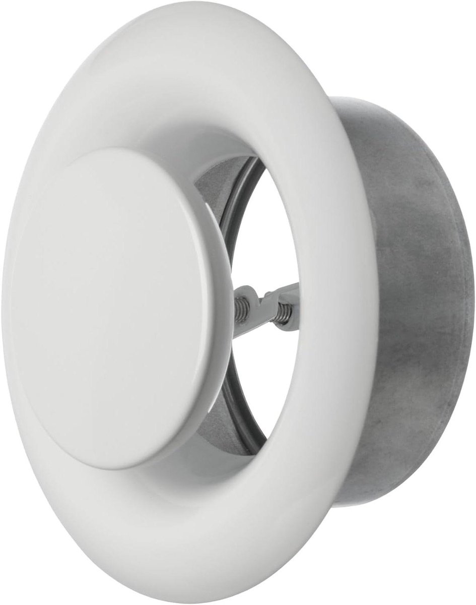 Ronde Metalen Ventilatieopening Wit 10,2 cm - Verstelbaar Luchtrooster voor Plafond en Muur
