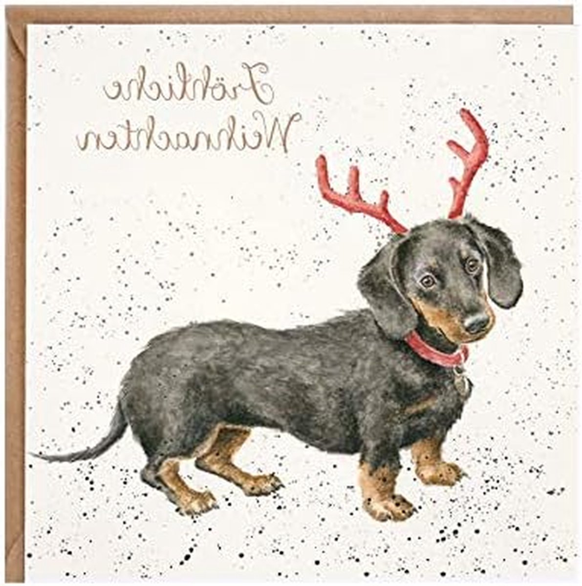 Kerstkaart - Dubbele kaart - Kerstwensen versturen - Uniek ontwerp - 15 cm x 15 cm - Beige
