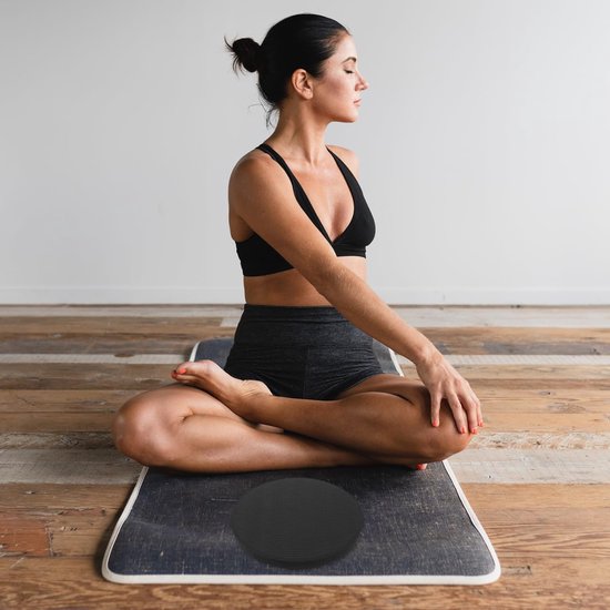 Yoga kniebeschermer kussen dikke ronde Eco TPE Yoga Pad Comfort Yoga Pilates Workout ondersteuning pad voor handen polsen knie ellebogen schouders (zwart) — afbeelding 5