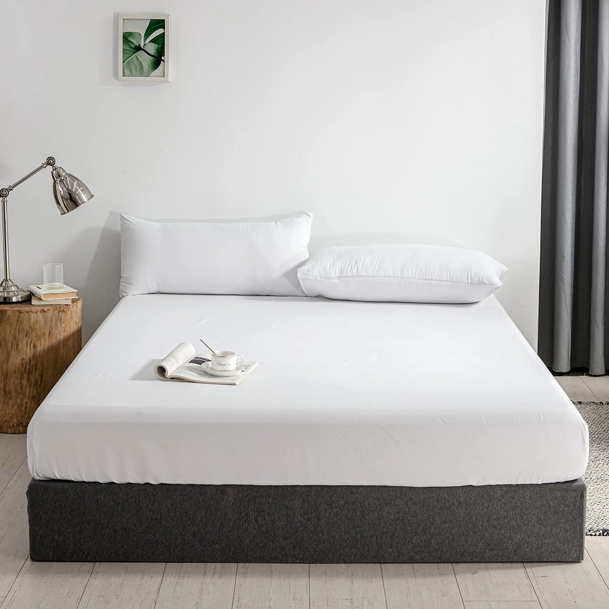 Hoeslaken, 30 cm, extra diepe zaklaken, hoeslaken, zacht en ademend, machinewasbaar (wit, 90 x 200 + 30 cm)