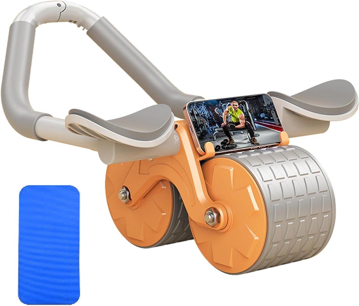 Buikspierwiel - Ab Roller Core Trainer - Thuis Trainen - Automatische Rebound - 4 inch Breed - Oranje