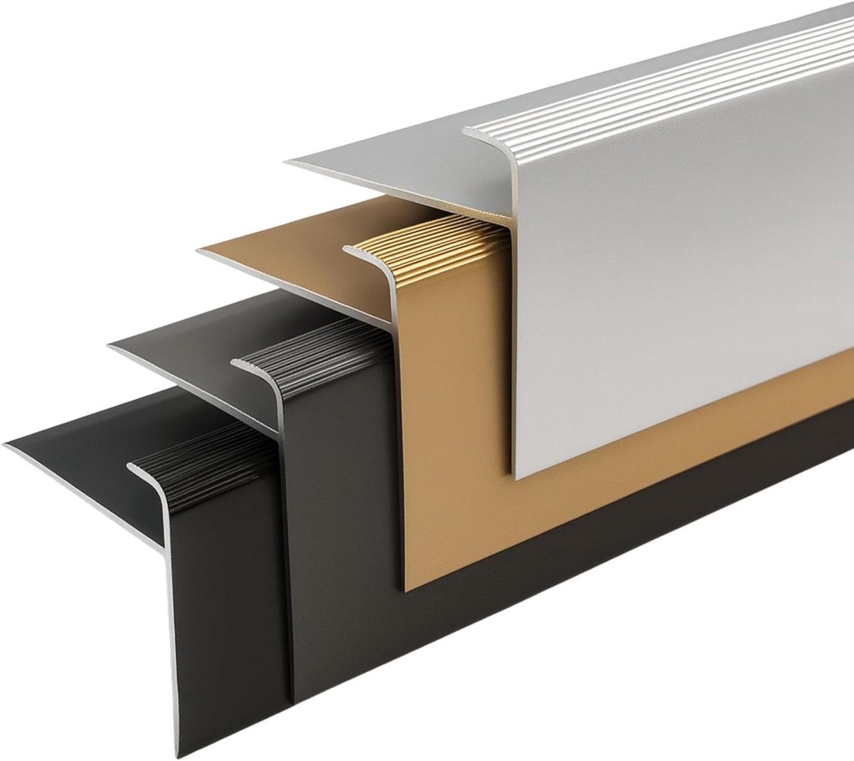 Trapkantprofiel Aluminium - Trapprofiel Antislip - Traprenovatie Veiligheid - Robuuste F-vorm - 134 cm - Donker Brons