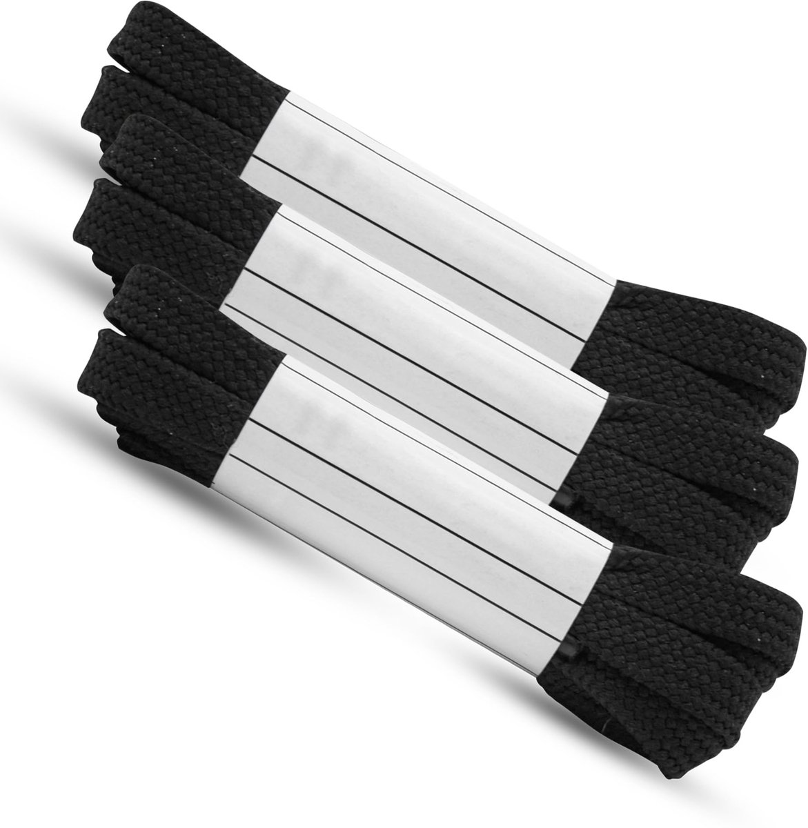 Barcelona | Platte veters | 3 - 1000 x 5 mm | zwart | platte schoenveters voor loopschoenen | sportieve veters voor dames en heren, platte kleurrijke veters voor kinderen, zwart, 3