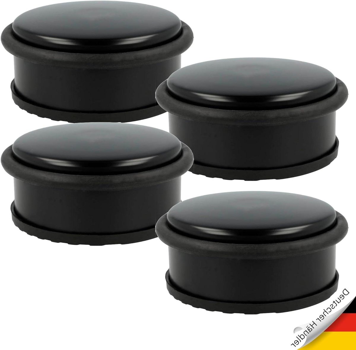 Deurstoppers Zwart - Deurhouders Set - Deuren Open Houden - Zwaar Met Rubber - Set van 4 - Zwart