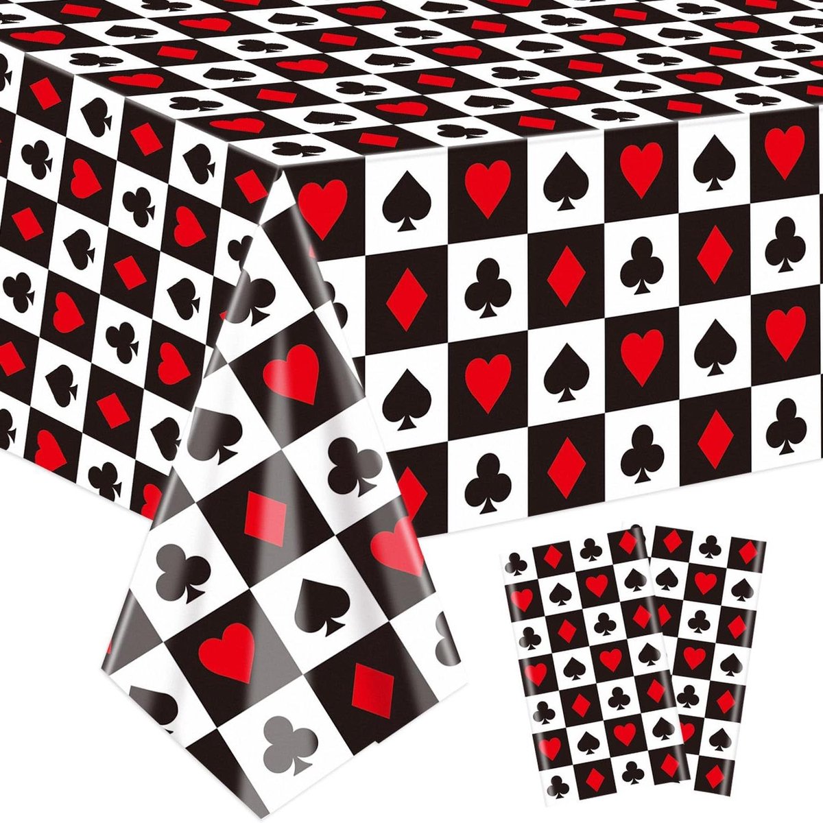 Casino Tafelkleden - Poker Tafelkleed - Feestdecoratie - Levendig Casino Thema - 130 x 220 cm - Zwart