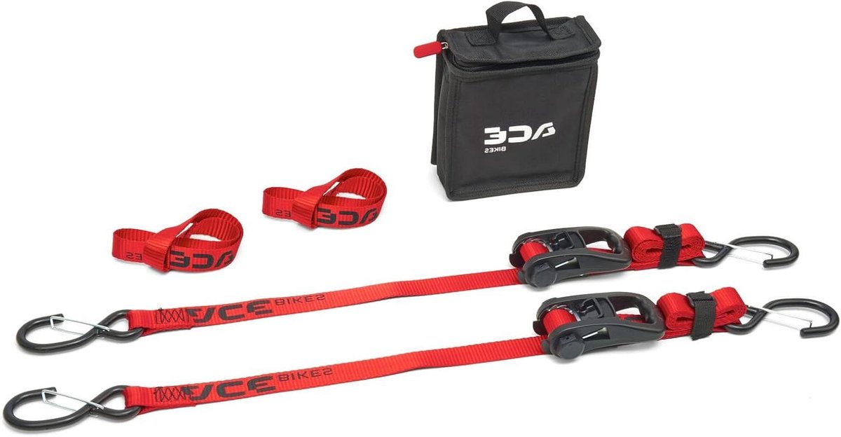 Ratel Spanband Set - Spanriemen Motor - Motor Transport - Geplastificeerde Haken - 2x 140 cm - Rood/Zwart