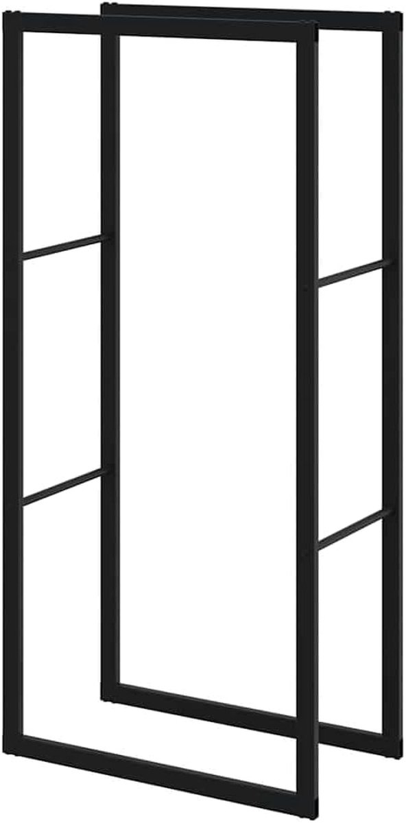 Houtrek Metaal - Houtopslag Rek - Haardhout Opslaan - Roestbestendig Poedercoating - 55x30x116 cm - Zwart