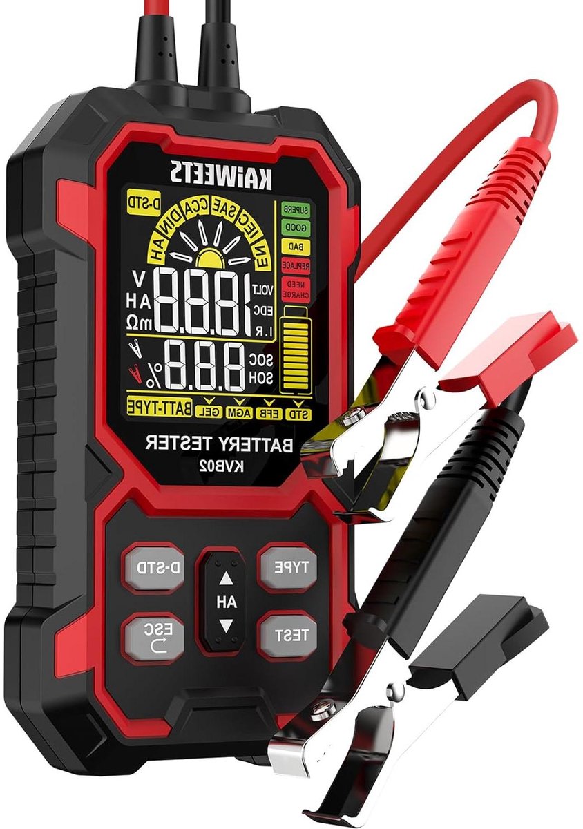 Accutester Auto - Batterij Analysator - Voertuigonderhoud - 12V 24V Compatibel - 100-2000 CCA - Zwart