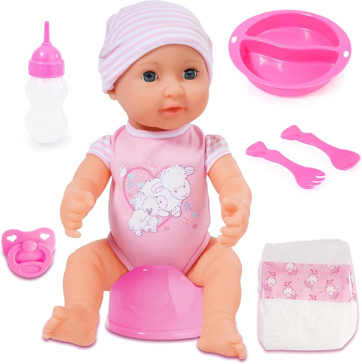 Pasgeboren pop - Babypop Nieuwgeboren pop - Rollenspellen spelen - Kan op het potje - 40 cm - Roze
