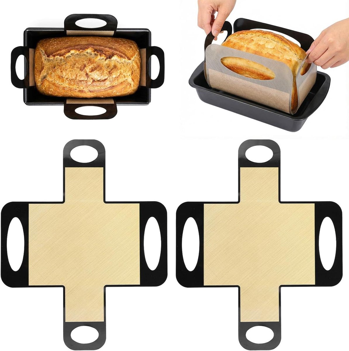 Brood Bakmat - Broodslinger Deegmat - Brood Bakken - Met Handgrepen - 39 x 49 cm - Grijs