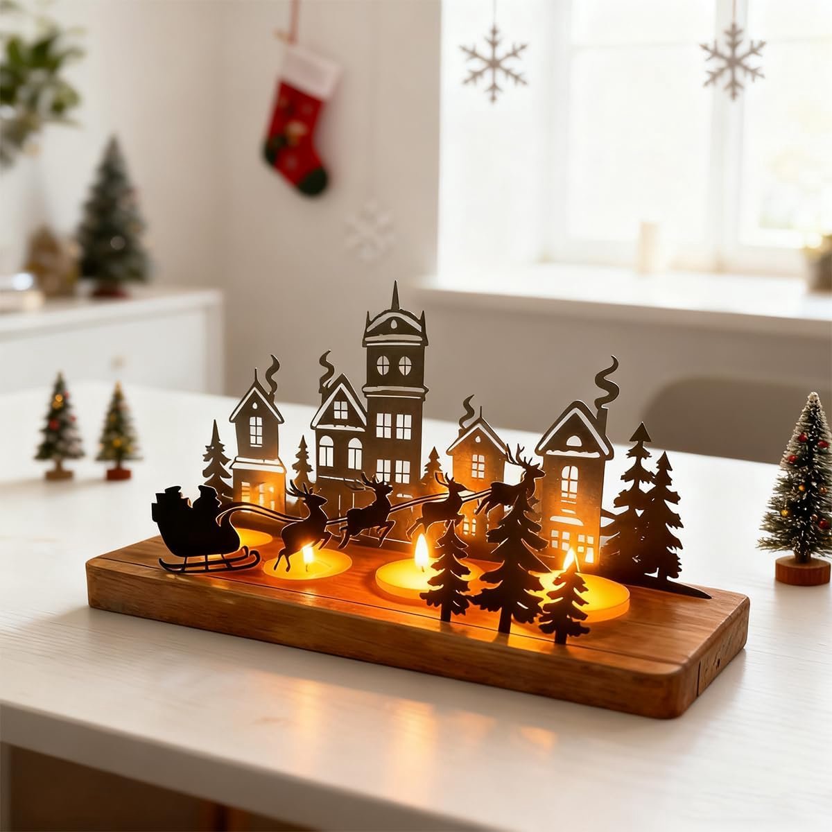 Kandelaar Adventskrans - Adventskaarsen Houder - Kerstsfeer Creëren - 4 Kaarsen Plaatsen - 28 cm - Zwart – foto 6