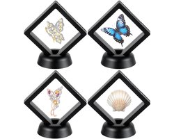 Zwevende vitrines met vierkante standaard van zwart kunststof, transparant 3D-zwevend frame, voor het beveiligen van herinneringen, sieraden, uitdagingen, munten, antieke