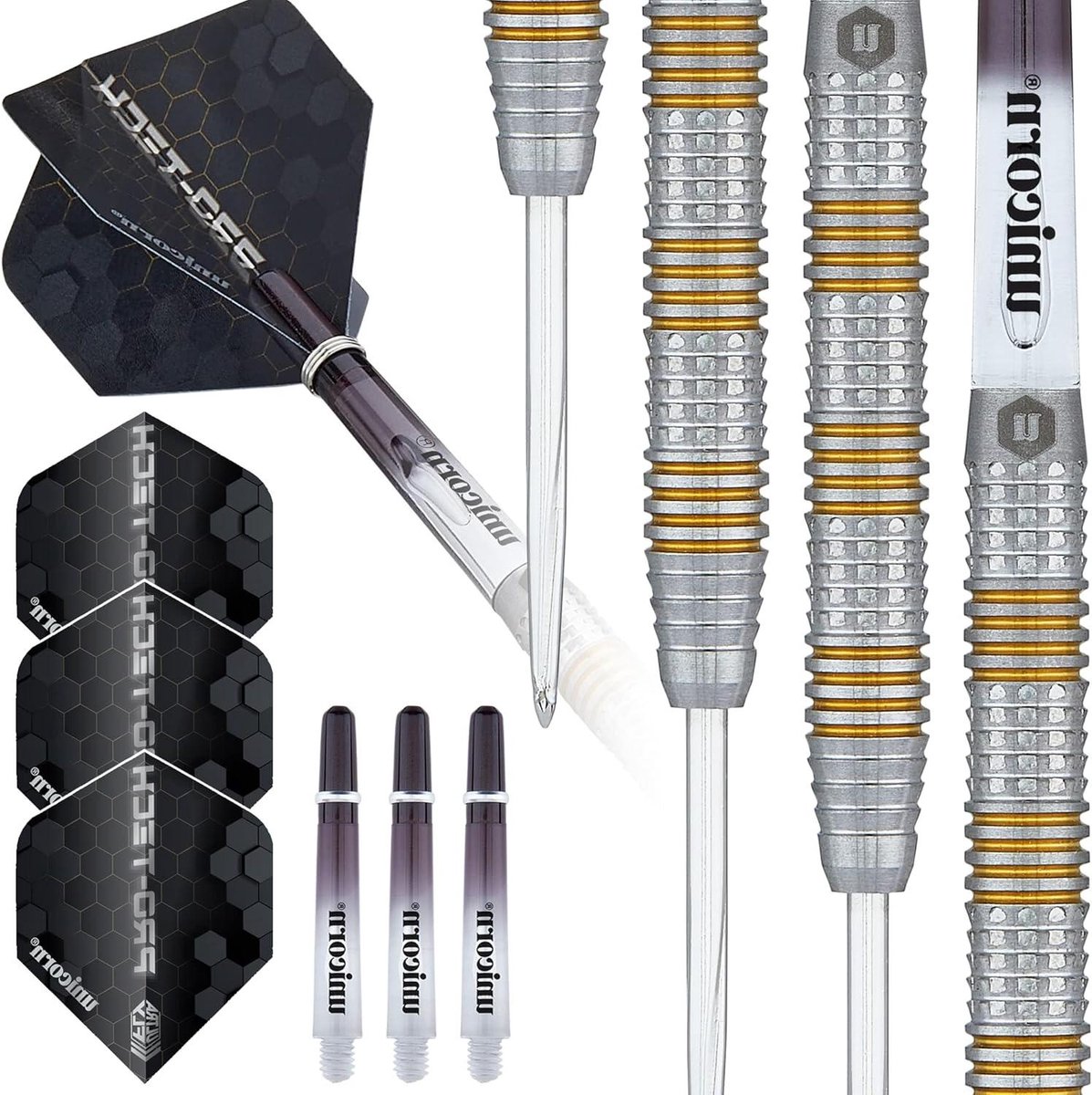 Stalen Pijl Set - Dartpijlen Wolfraam - Precisie Werpen - Volute Pijlpunten - 25 gram - Zilver Goud