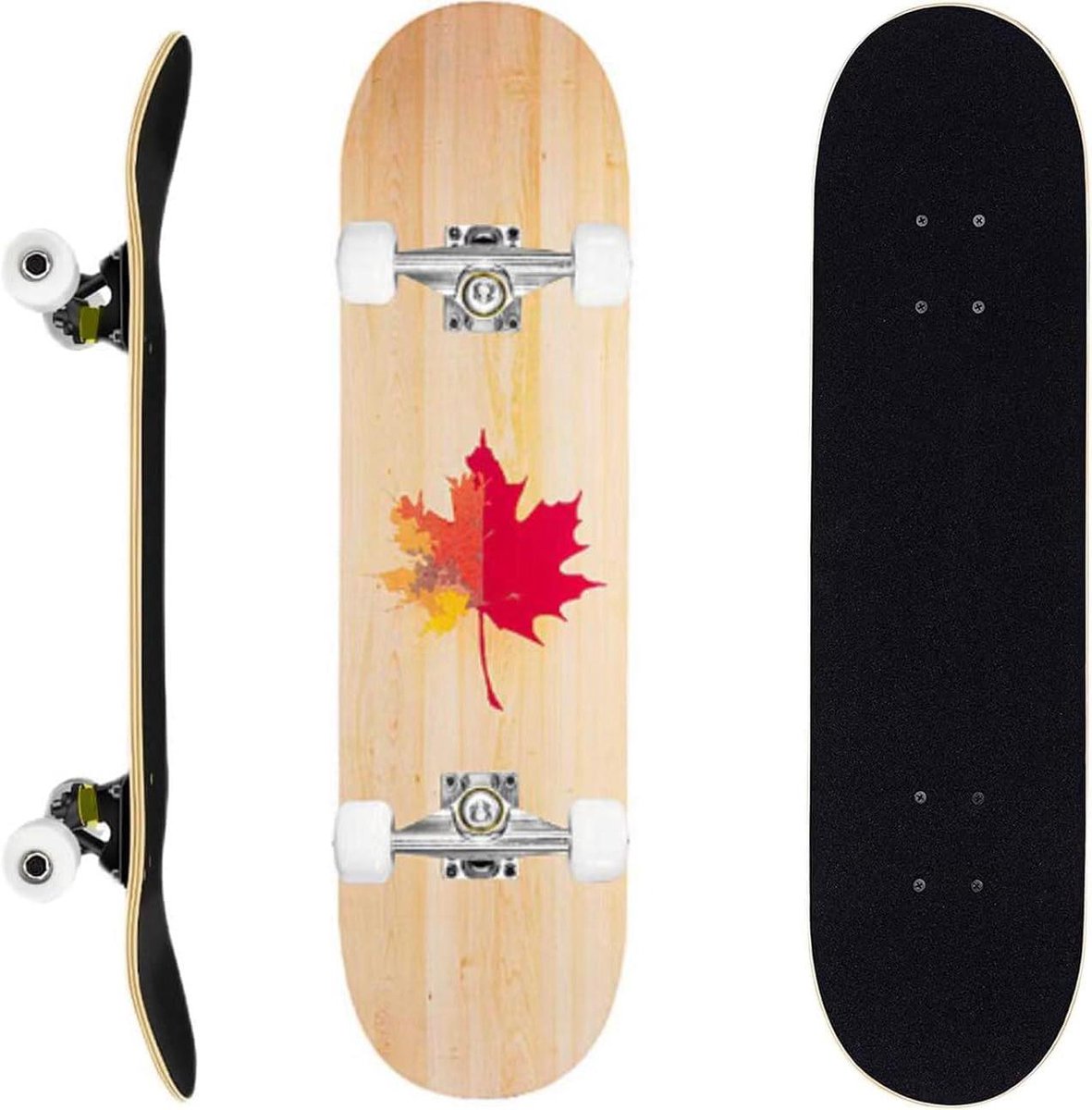 Compleet skateboard Beginners board Vervoer en recreatie 7-laags esdoorn constructie 80 x 20 cm Maple Leaf