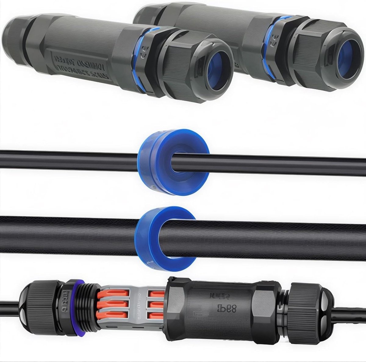 Waterdichte Kabelverbinder - Elektra Koppeling - Buitenbedrading Beveiligen - IP68 Stofdicht - Ø 6-12 mm - Zwart