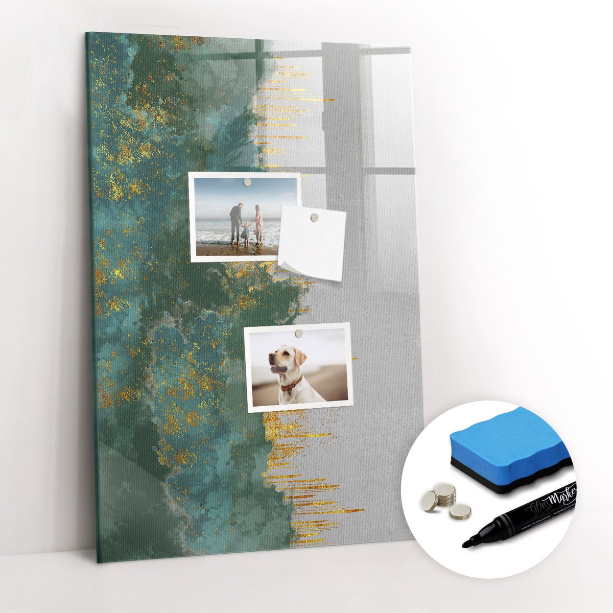 Tulup Whitebord - Decoratief ornamentpatroon - 40 x 60 cm - Veelkleurig Magnetisch Bord Kind - Gratis 5 Sterke Magneten + Whiteboard Marker & Wisser - Stylish Memo Board - Memobord Keuken - Notitiebord Werkplek
