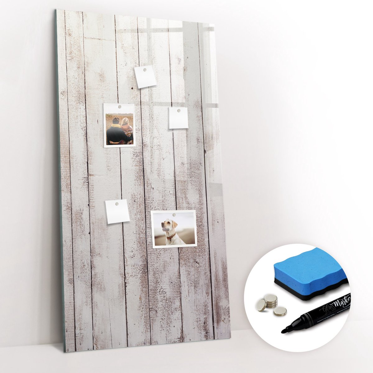 Tulup Whitebord - Klassieke houten planken - 60 x 120 cm - Wit Magnetisch Memobord - Gratis 5 Sterke Magneten + Whiteboard Marker & Wisser - Design Memobord - Memobord Magnetisch - Productiviteit Tools