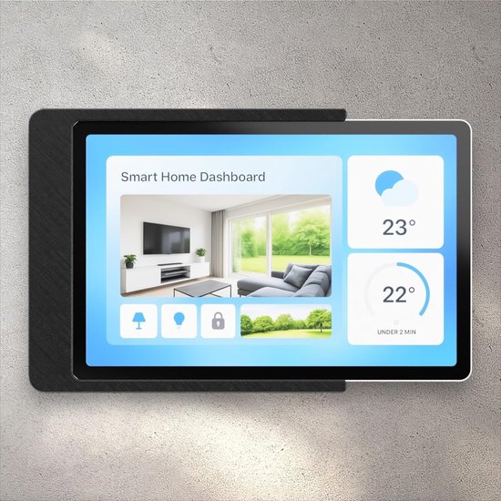 Wandhouder voor Samsung Galaxy Tab A9 / A11 (8,7 inch) - Perfect Passende & Platte Slide-in Houder voor Smart Home & Dashboard - met Kabelmanagement - Zwart — afbeelding 4