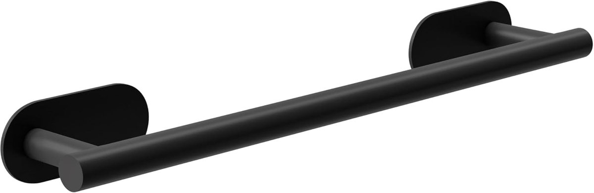 - Zelfklevende handdoekhouder voor de badkamer, model Ea-1 - Wandgemonteerde handdoekhouder, schroefloos zelfklevend - 400 x Ø19 x 70 x 45 mm - Roestvrij staal - Matzwart
