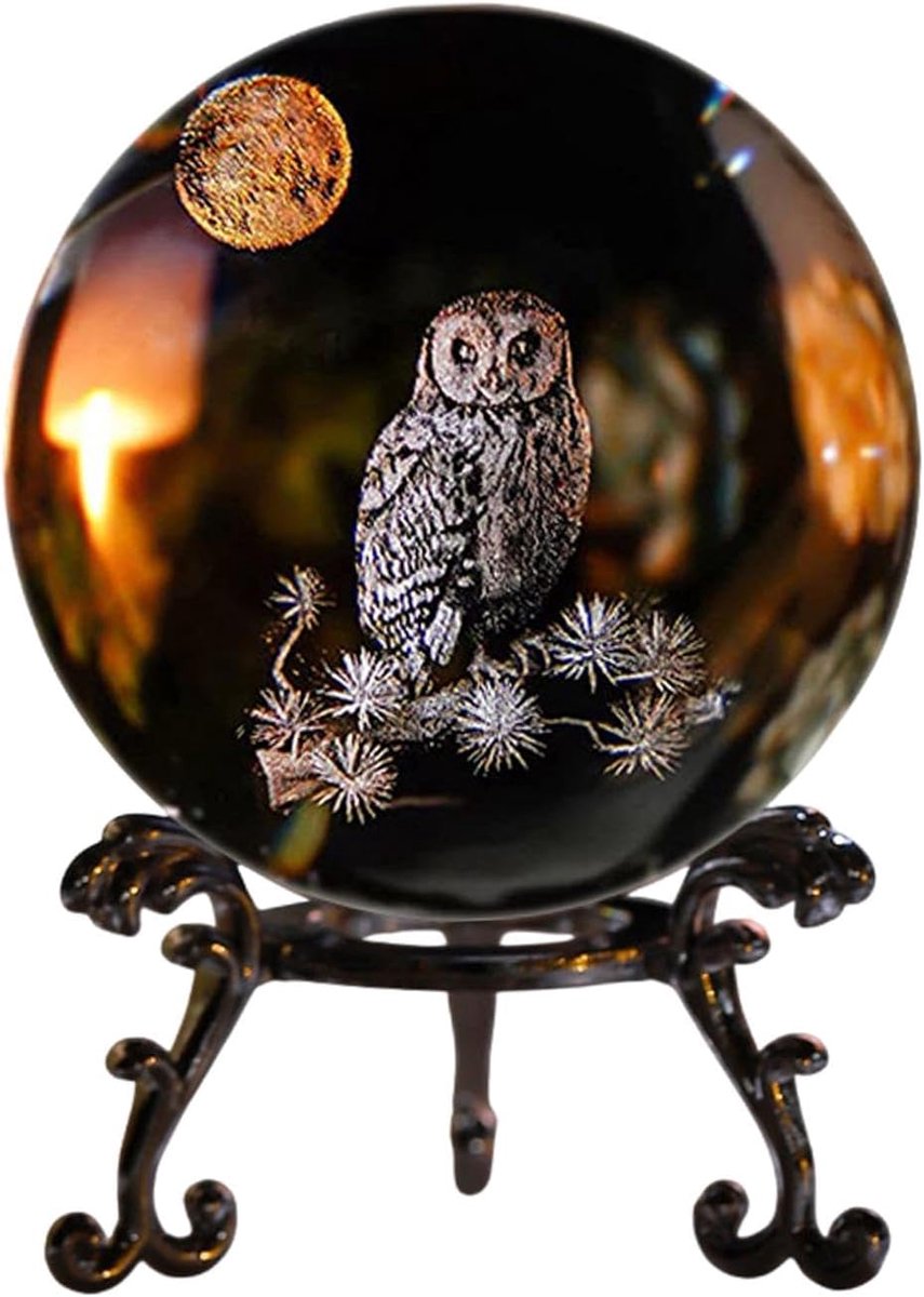 3D laser kristallen bol uilen decoratie - uilen geschenken presse-papier, sneeuwbol uil glazen bol, ornament, decoratieve ballen, 60 mm
