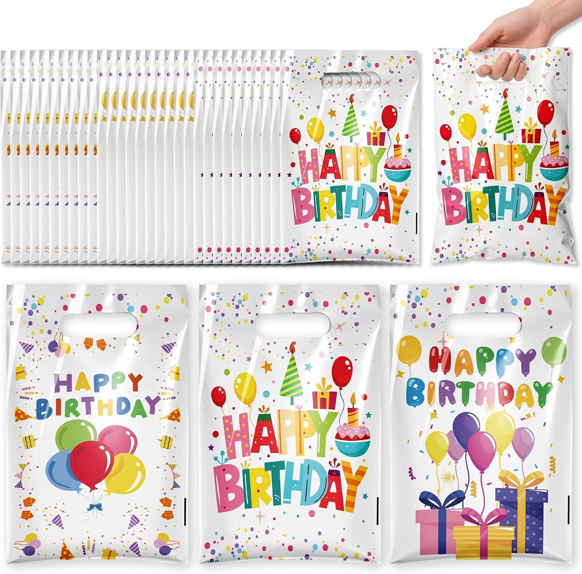 60 stuks geschenkzakjes verjaardag, verjaardagszakjes, uitdeelcadeautjes, cadeautas