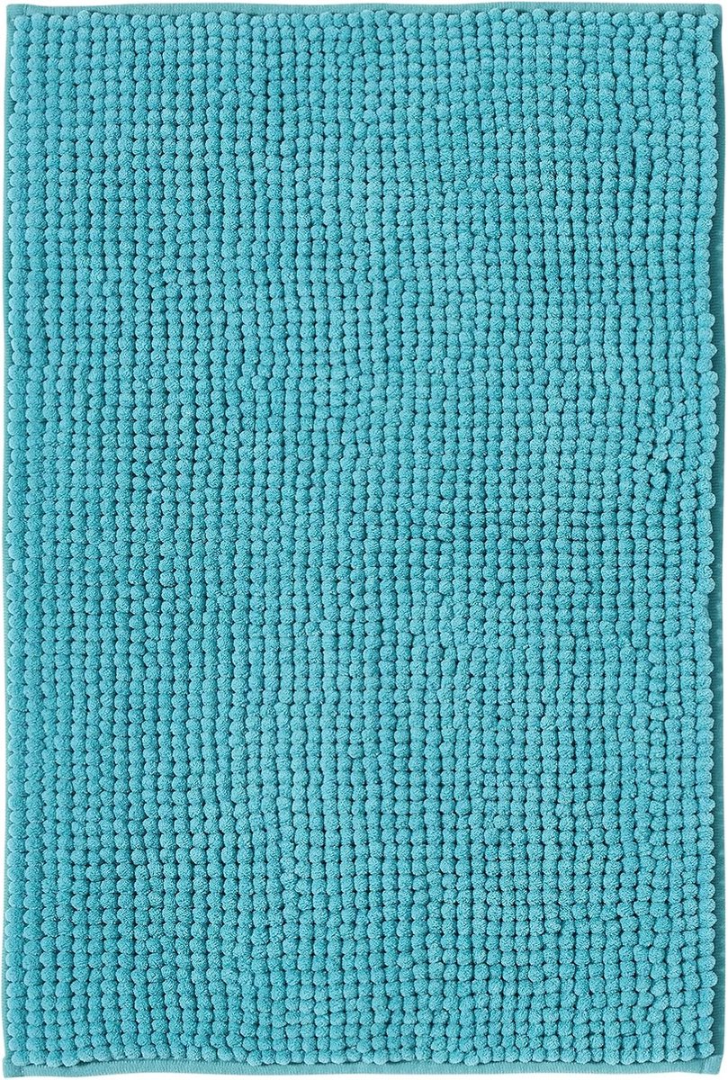Badmat Anti-Slip av soft Chenille | Super absorberend en machinewasbaar | Te combineren als badmat set | Voor de badkamer, douche, bad of als WC mat | Turkoois - 50x80 cm