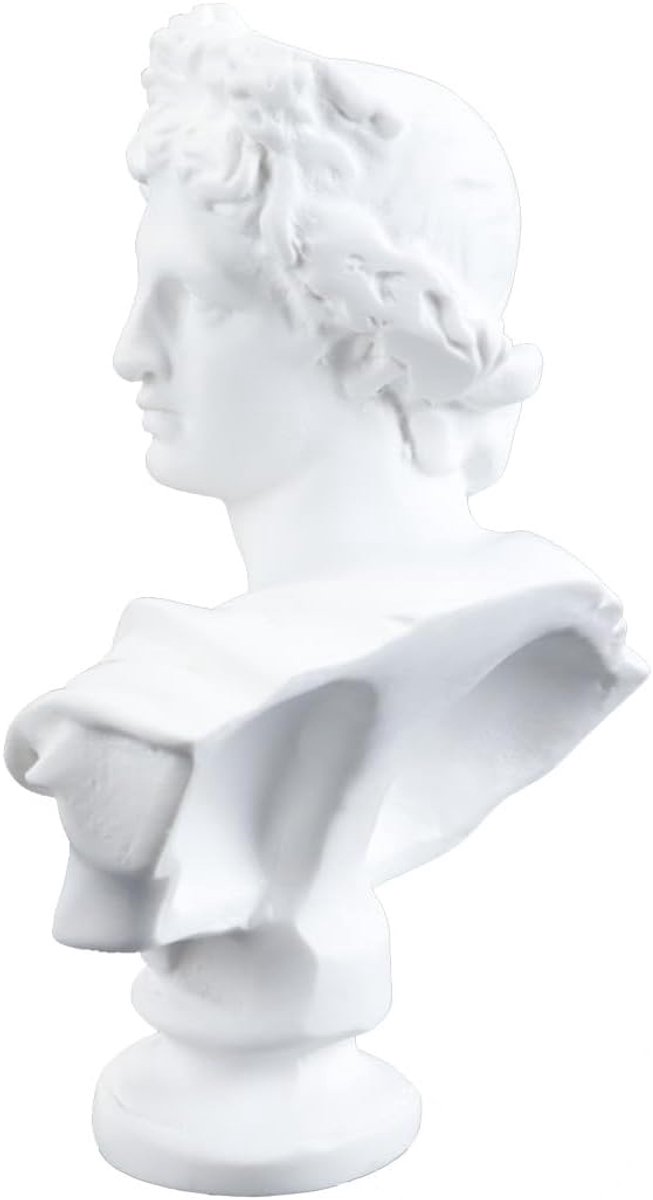 Set van 3 x Grieks hoofdbeeld Klassieke Griekse figuur Portretbuste Beeldjes Gipssculptuur Athena-beeld Hars Apollo-beeldje Ornamenten Schets Oefengod Buste Griekenland — afbeelding 2